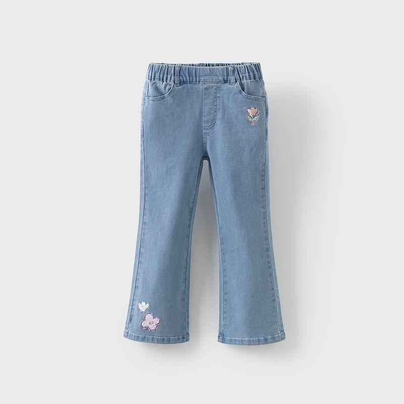 David Bella Girls  Jeans Children s Flared Pants Girls  Slightly Flared Long Pants Spring New Style Pants Children s Clothing Spring Outfit Denim Blue [Ready Stock] 160