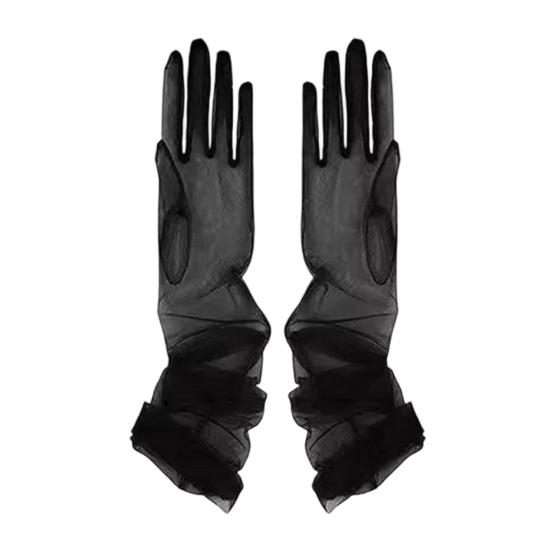 Bridal Lace Gloves Five-Finger Sheer Wedding Gloves Elegant Long Short Mesh Gloves for Women Tea Party Cocktail Party Prom