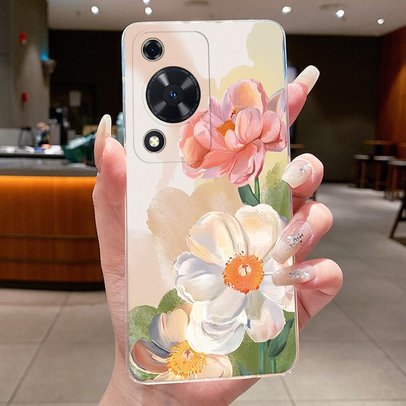 For Huawei Nova Y63 Case NovaY63 Y 63 Phone Cover Clear Silicone Fashion Flower TPU Soft Cases for Huawei Nova Y72s Back Shells