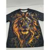 Męska Koszulka z Nadrukiem 3D Złotego Lwa Casualowa z Krótkim Rękawem z Okrągłym Dekoltem Fajny Czarny Złoty Zwierzęcy Graficzny T-shirt Styl Hip Hop Streetwear Moda Bluza
