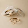 New Vintage Leather Heart Texture Bracelet Adjustable for Men Women,Gold Silver Color Fashion Gifts Luxury Waterproof