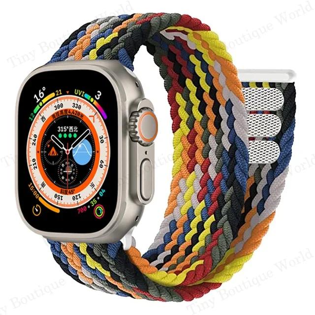 Braided Solo Loop For Apple watch Bands 40mm 44mm 49mm 45mm 41mm 38mm 42mm Elastic bracelet iWatch series 9 8 7 se Ultra 2 Strap
