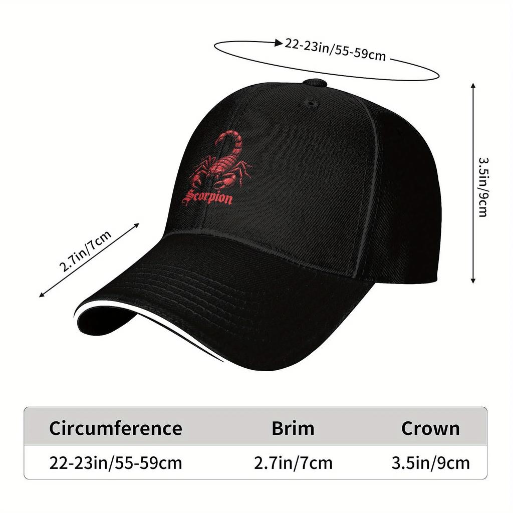 Scorpion Baseball Cap - Black Trucker Hat with Sun Protection, Casual Outdoor Sport Cap for Men and Women, Casual Cap