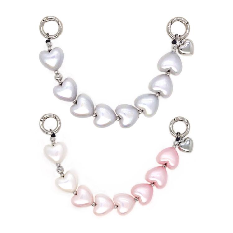 Double Heart Bead Pendant Keyring Alloy Construction Trendy Unisex Accessory for Gift Giving and Personalize Use
