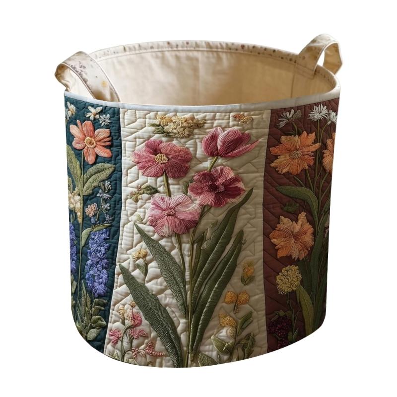 Stylish Quilted Foldable Laundry Hamper With Bohemians Floral Design And Sturdy Handles Handheld Washing Organizers Bag