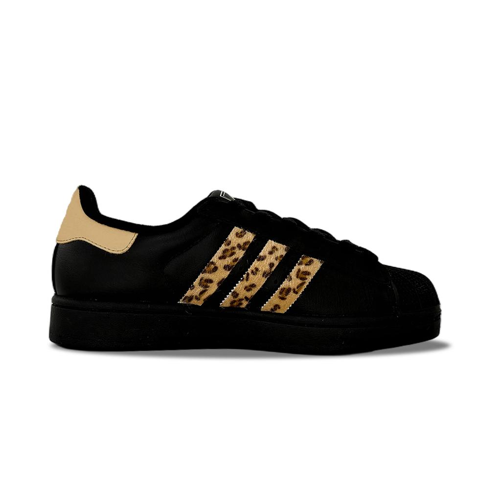 adidas Originals Superstar 2 Leopard Print Abrasion Resistant Low Top Skateboard Shoes Unisex Black JI0079(Team1246-SBOX)