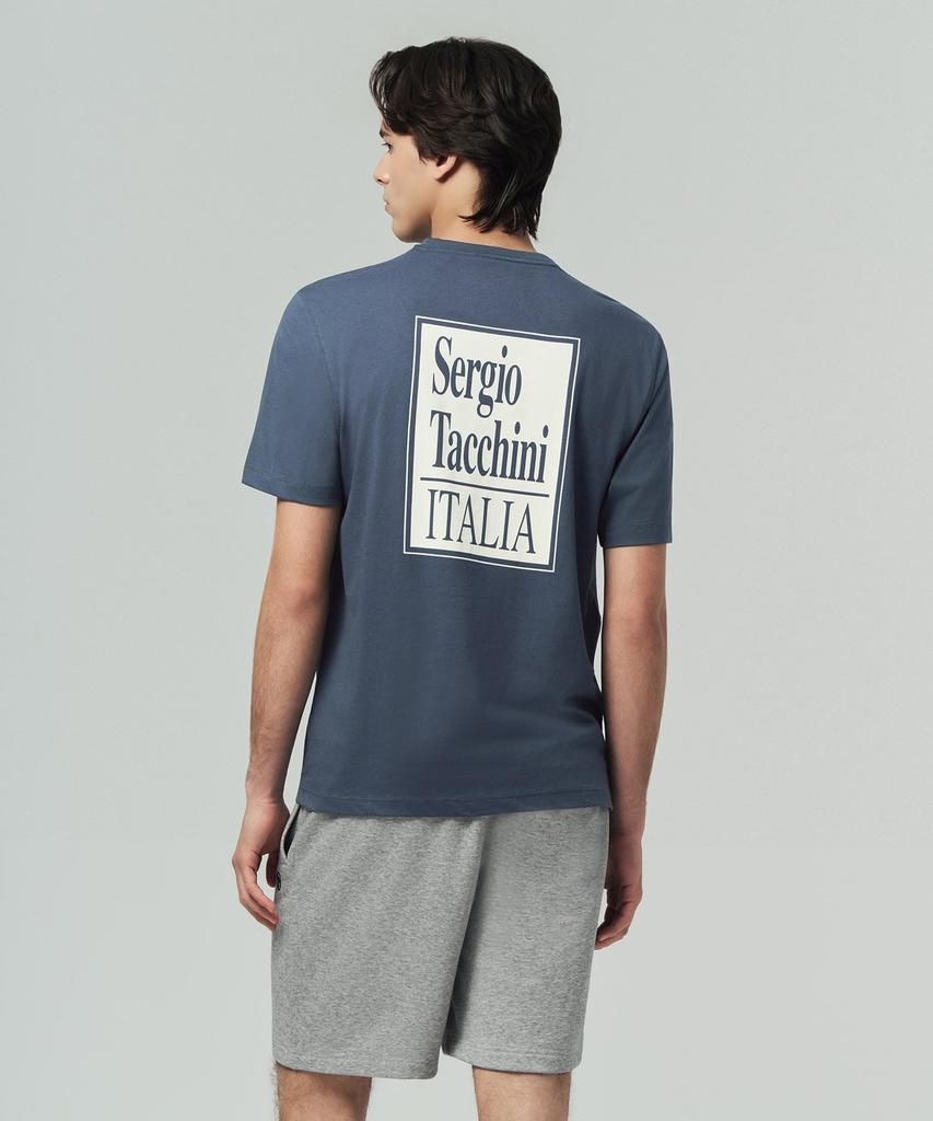 SERGIO TACCHINI M Back Artwork Cotton Short Sleeve T-Shirt (Navy)