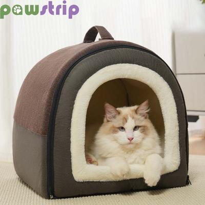 Warmes Katzenhaus für den Winter, weiches, gemütliches Haustiernest für kleine und mittelgroße Hunde, Katzen, abnehmbare, rutschfeste Hundehütte, Schlafzelt für Welpen, Heimtierbedarf