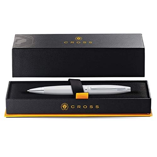 CROSS Carrere Ballpoint Pen AT0112-16, Medium Nib, Oil-Based Ink, Gift Box & Shopping Bag Included, Satin Chrome Finish