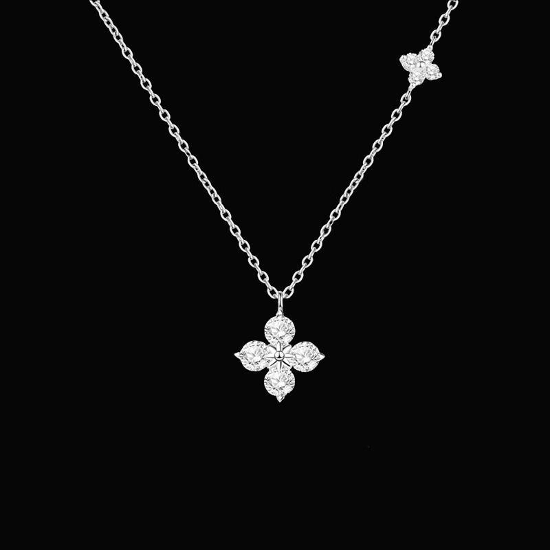 Shiny zircon four-leaf clover pendant necklace women s light luxury small flower clavicle chain versatile exquisite necklace