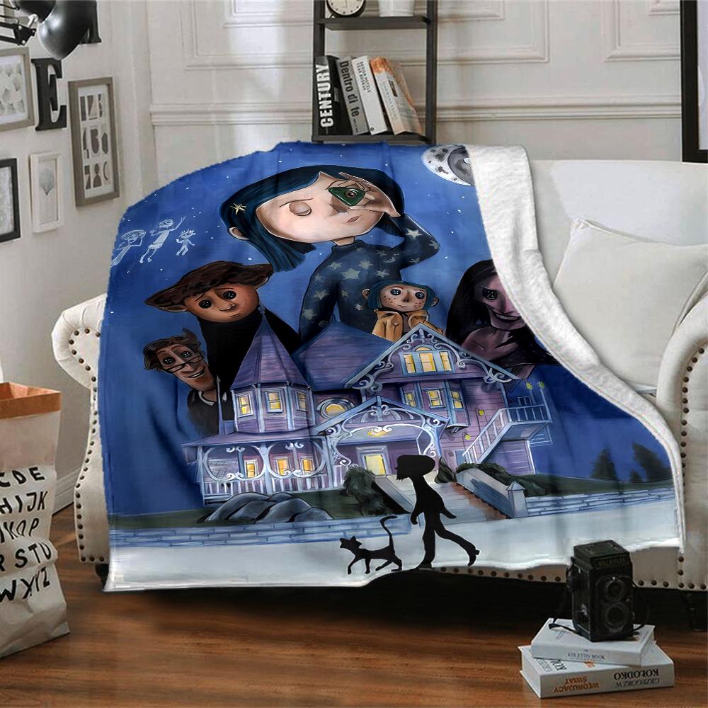 1pc Coraline (5) Blanket, Gift, for Men and Women, Soft Blanket, Good for Sofa Bed Couch Travel, Lightweight Flannel Blanket