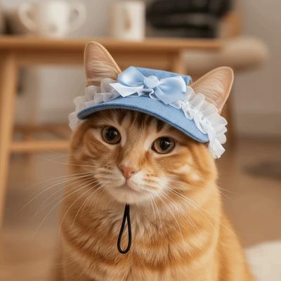 Andningsbar Hund Baseballkeps med Öronhål Valp Denimkeps Söt Husdjur Solhatt Katt