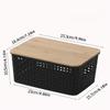 6-Piece Plastic Storage Basket With Bamboo Lid, Stackable Storage Basket Storage Box, Suitable For Home, Office, Game Room