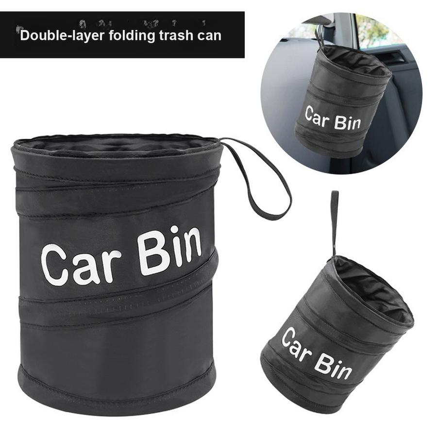 Car Folding Trash Can Vehicle Seat Organizer Camping Spiral Bucket