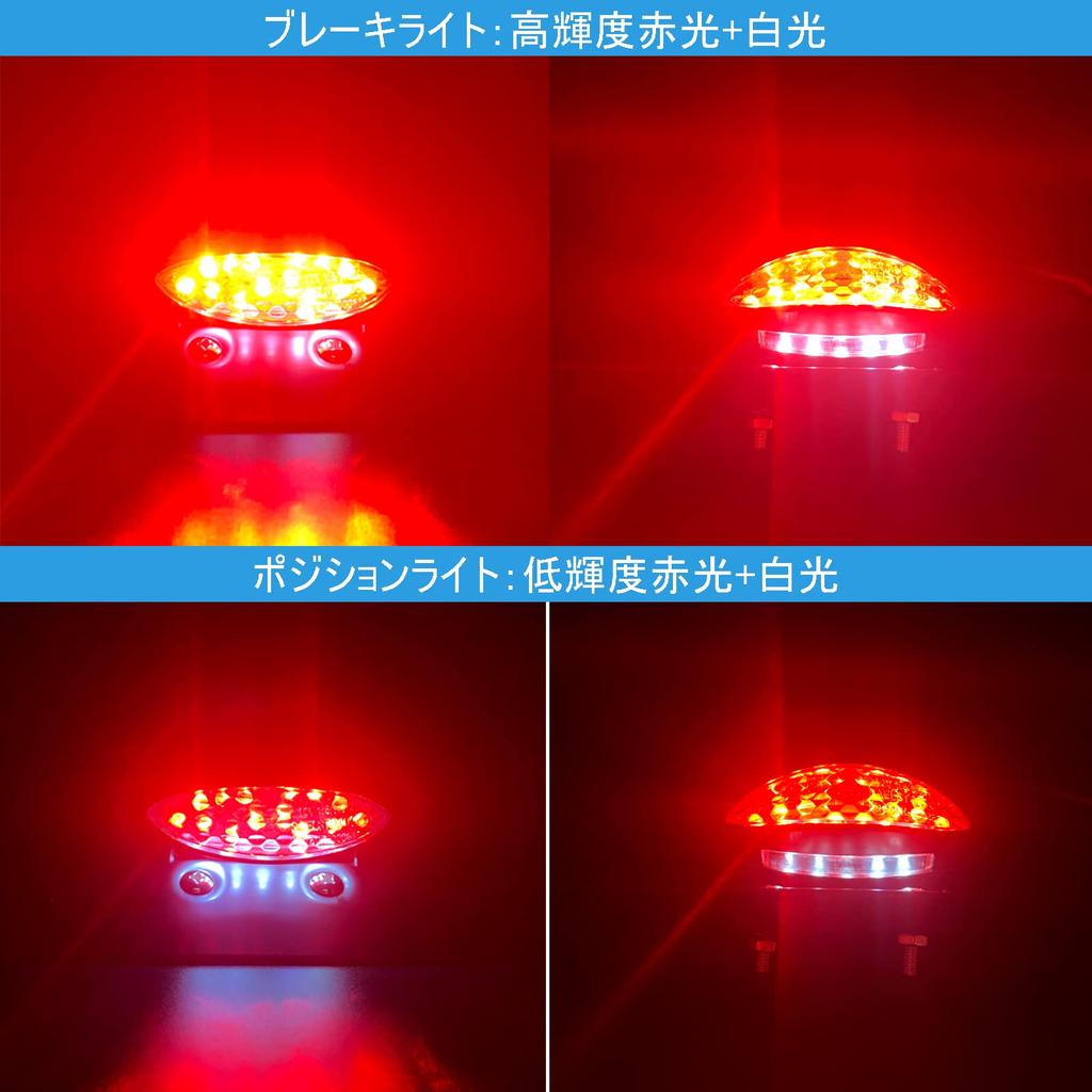 MGMSUNDK Motorcycle Tail Lamp, Integrated LED, DC12V, Waterproof, Universal Use, Slim, Retro, High Brightness (Clear, #01)