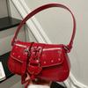 Y2k Rivet Belt Design Pu Shoulder Underarm Bags for Women Solid Color Cool Girls Crossbody Bag Simple Female Phe Handbags