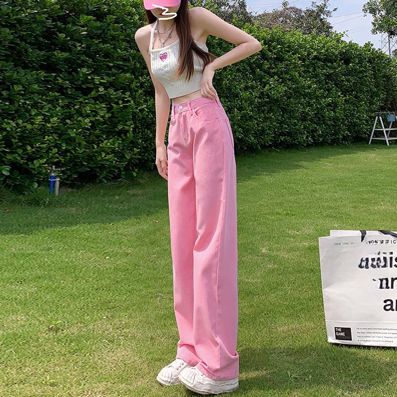 High-waisted Straight Jeans Women's Pant Spring and Autumn Retro Loose Trailing Wide-leg Trousers