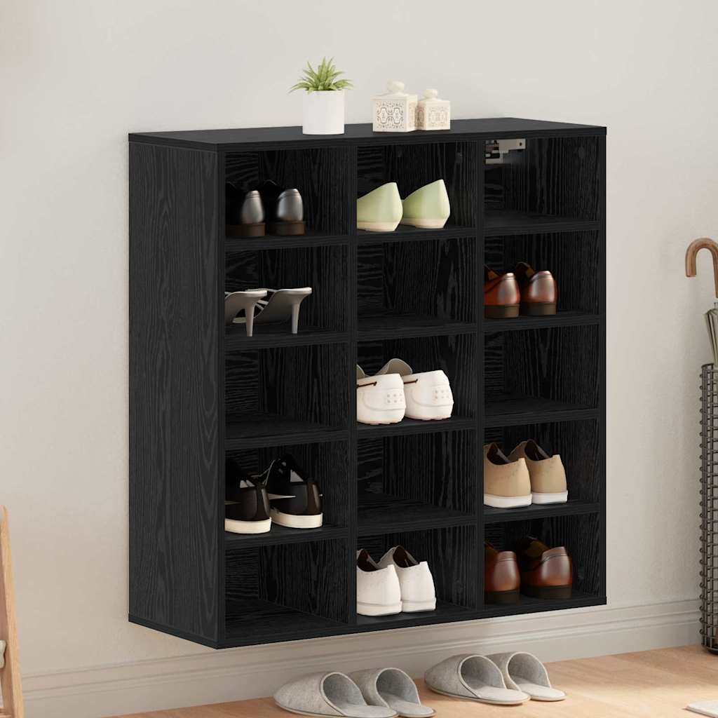 Shoe Cabinet with Shelf Black Oak Effect 77.5 x 30 x 83.5 cm