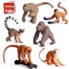 Gorilla and Golden Snub-Nosed Monkey Model Toy Set with Cake and Succulent Ornaments