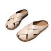 Leather Version~ Retro Bag Head Slippers Women's Summer Wear 2025 New Versatile Woven Roman Sandals Flat-bottomed Slippers