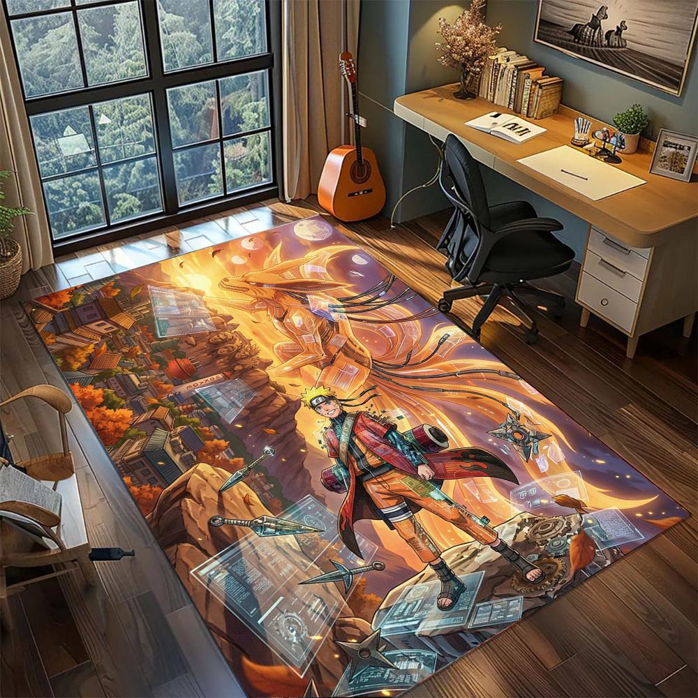 Akatsuki Organization Rug Carpet Large Area Rug Non Slip Washable Floor Mat for Gamer Room Decor