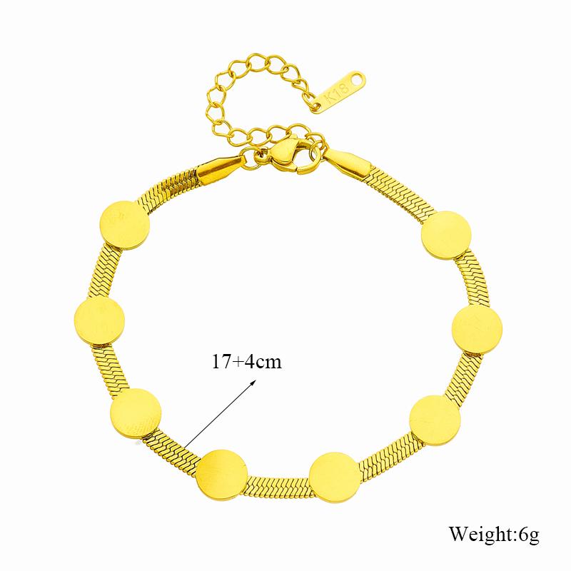 DIEYURO 316L Stainless Steel Gold Round Choker Necklace Bracelets For Women Girl Fashion Non-fading Jewelry Set Accessory