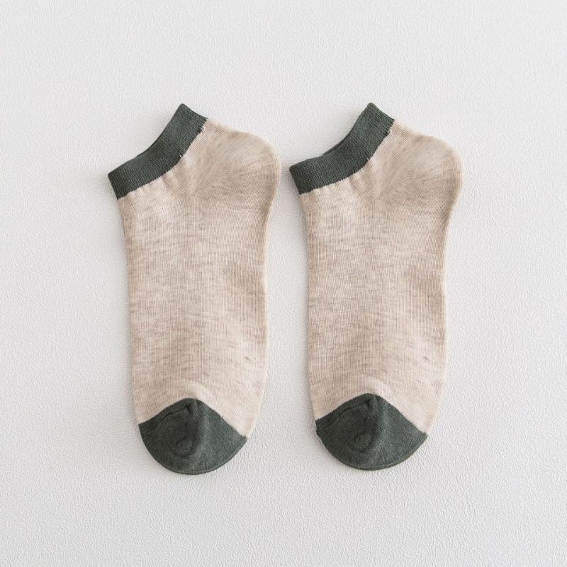 Men Spring and Summer New Products Simple Tie Color Cotton Breathable Boat Socks