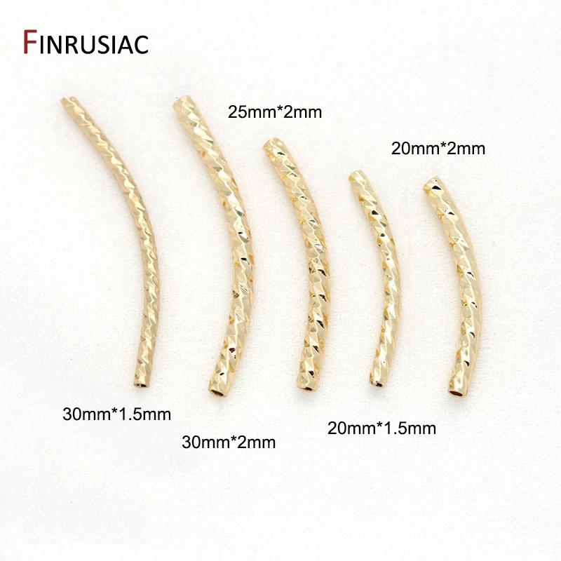 

14k Real Gold Plated 8 Sizes Long Curved Tube Beads Accessories For Jewelry Making, Handmade DIY Jewellery Findings Components 20mmx1.5mm