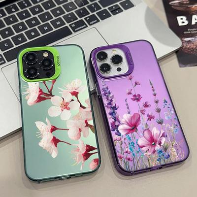 Capa de celular anti-queda com padrão floral para Samsung S24 S23 A55 A35 Xiaomi Redmi 13C Poco C65 iPhone 15 Huawei Honor Capa protetora à prova de choque