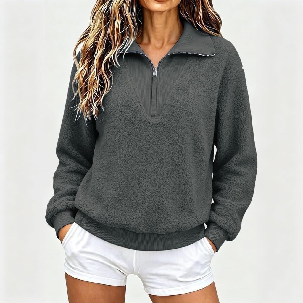 Women's  Zip Pullover Long Sleeve  Sweatshirt