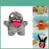 Adorable Plush Tooth Monster Doll Soft Toy In Black Green Brown And Gray For Christmas