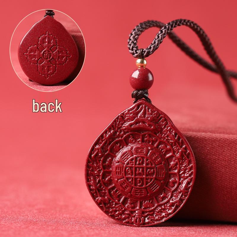 Nine Palaces Cinnabar Bagua Pendant - Purple Gold Sand Men's & Women's Necklace