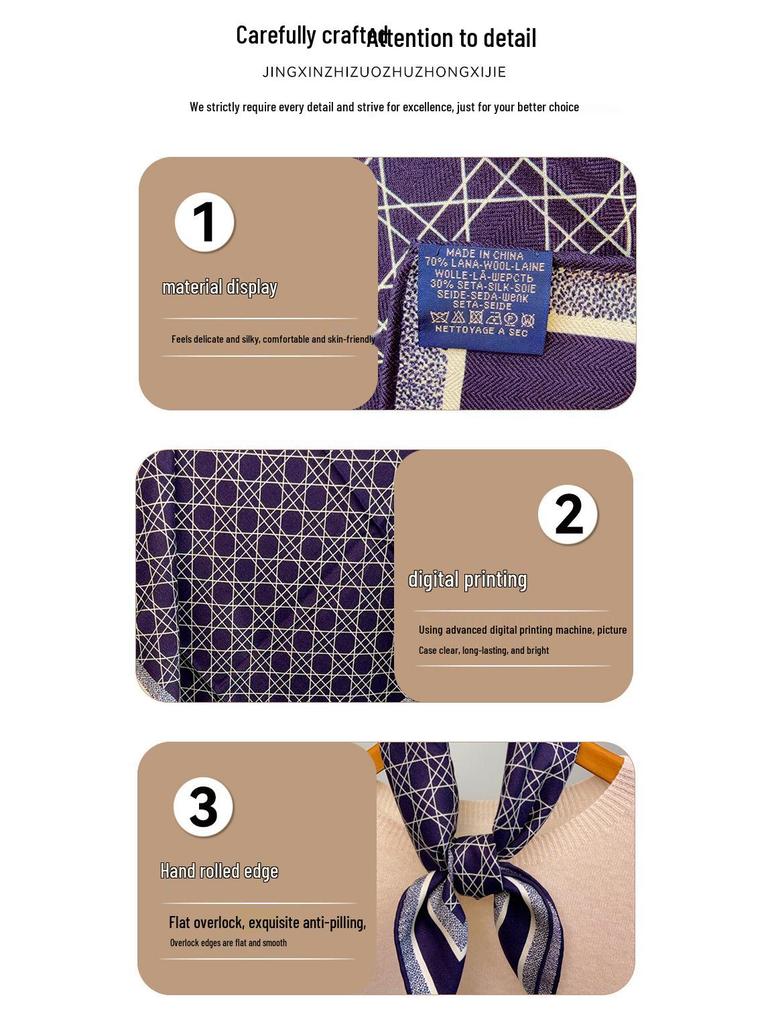 Fashionable Mulberry Silk Scarf - 70x70CM Square Autumn/Winter Head or Neck Scarf