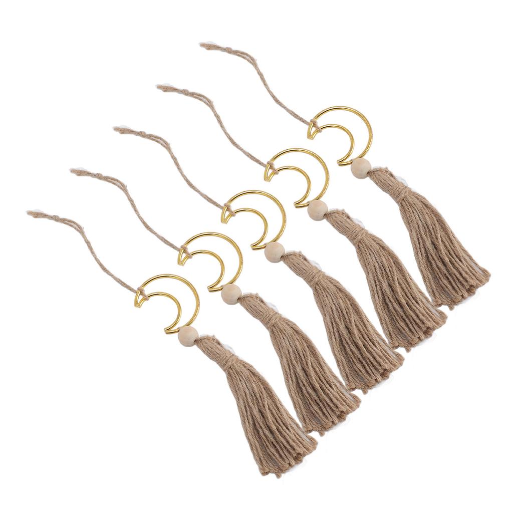 5Pcs Handmade Moon Hanging Ornament Home Tassel Decoration Car Rear View Mirror Accessory