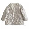 Rhombus grid short collarless inner lamb wool splicing casual cotton-padded jacket cotton-padded clothing girlfriend winter
