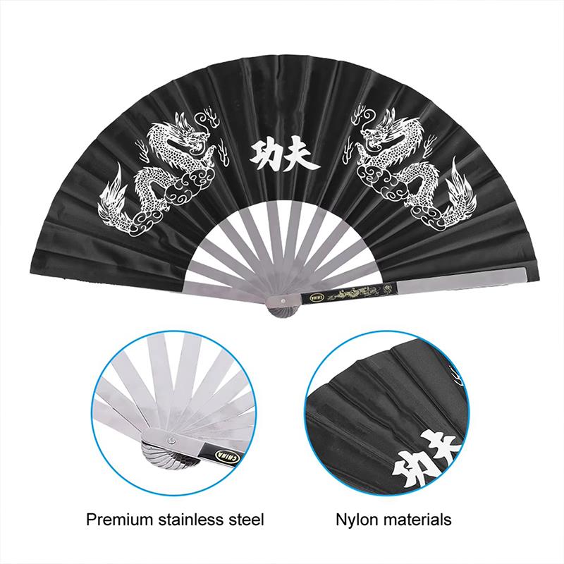 Stainless Steel Folding Tai Chi Martial Arts Fan Chinese Sound Fan Fitness Dance Practice Classic Kung Fu Performance Props