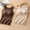 Thermal Insulation Tank Undershirt Chest Lined Sleeveless Women Fleece Top for Underwear with Pads Built