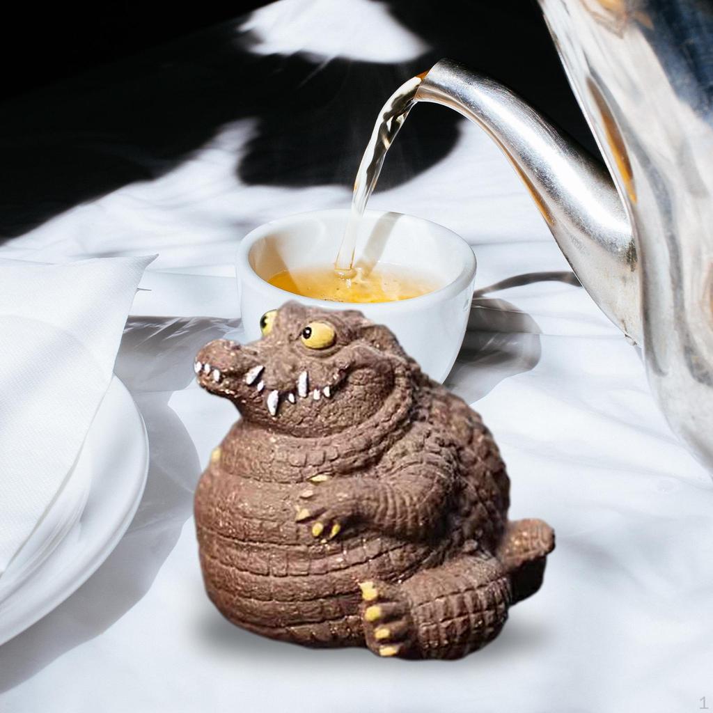 Crocodile Statue Tea Pet Ornament Art Decorative Figurine Animal Sculpture for Ceremony