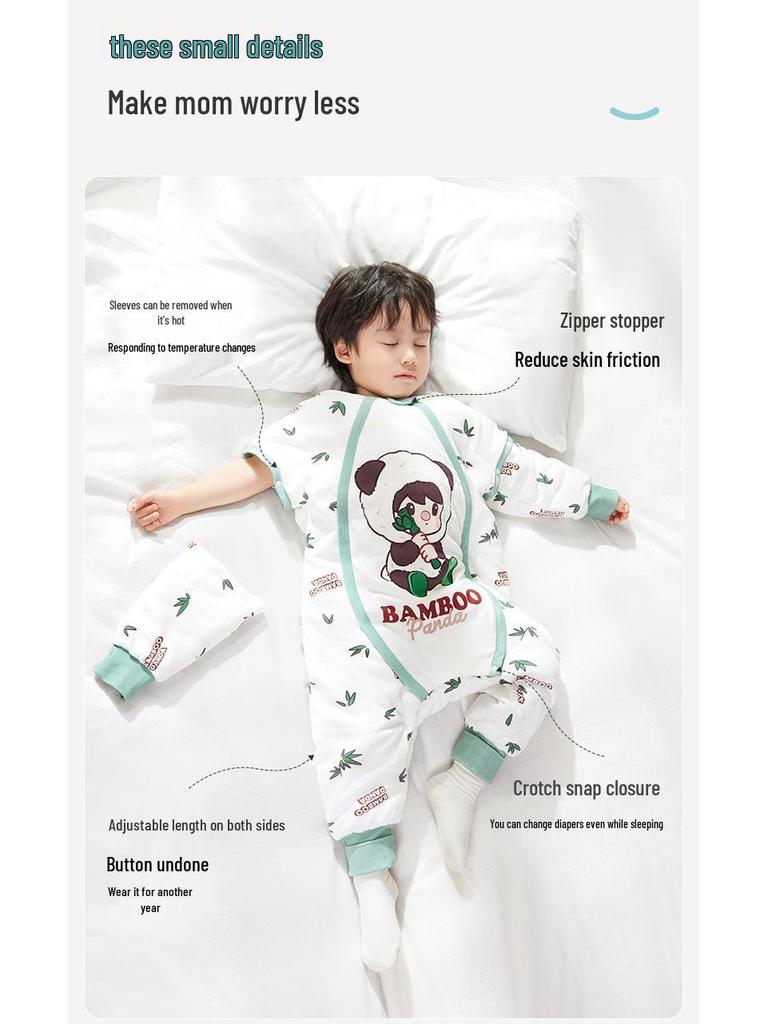iBaby English Baby Split-Leg Sleeping Bag: Autumn/Winter Pop Mart IP Collab, Knitted & Quilted, Constant Temp Control