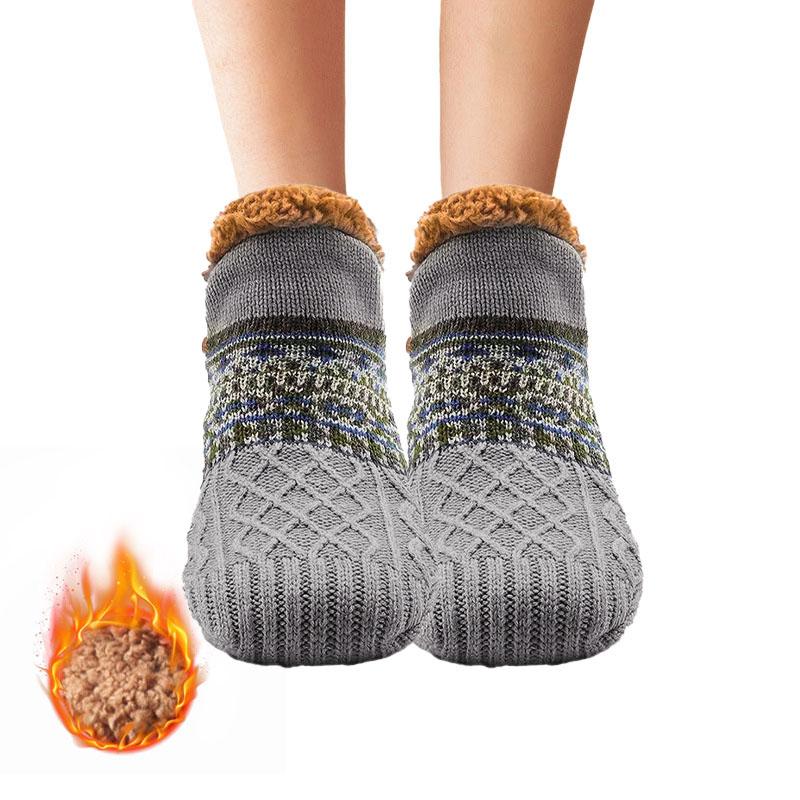 Indoor Winter Floor Socks Women Men Slippers Socks Home Bedroom Sleeping Socks Non-Slip Knitted Fleece Warm Carpet Couple Socks