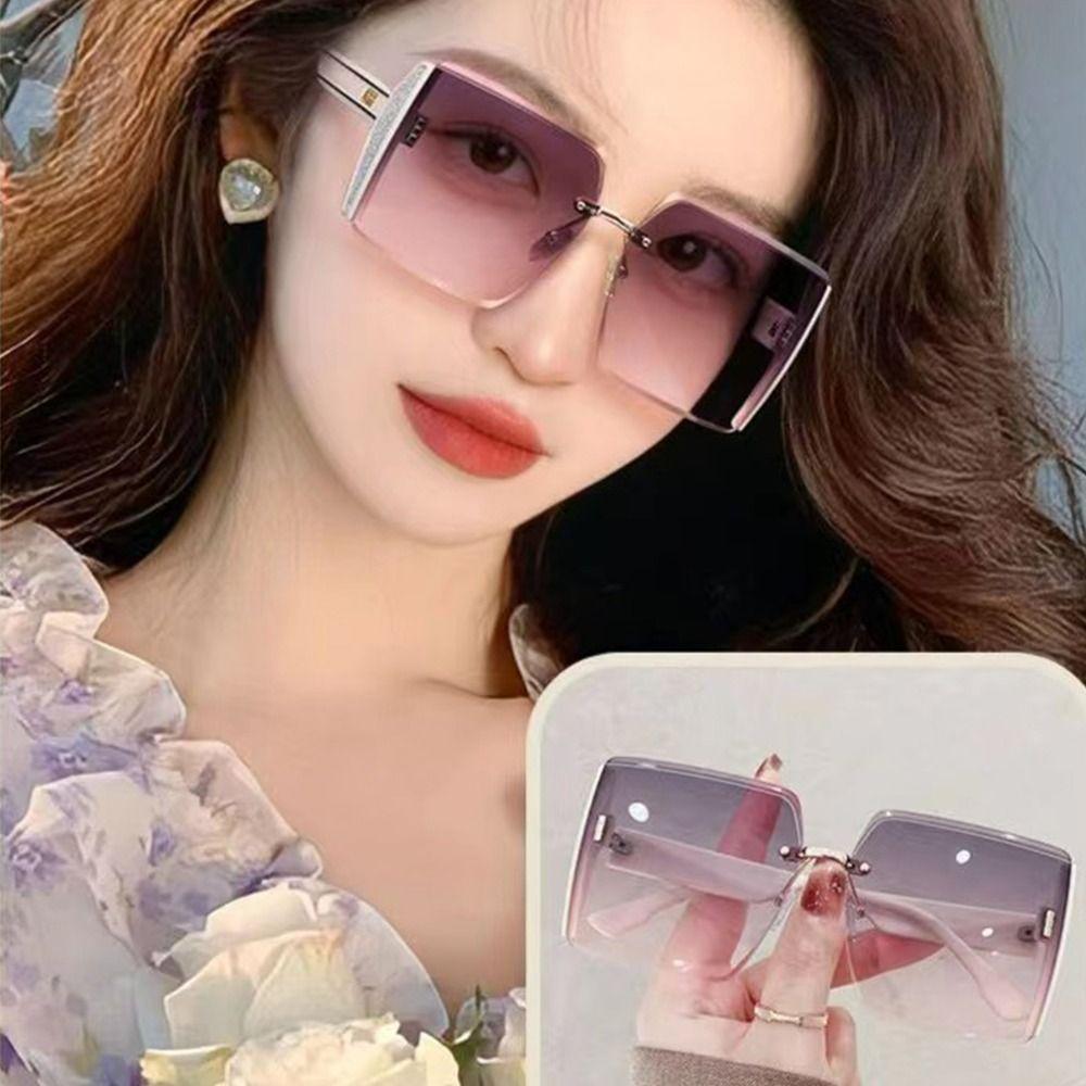 

Винтажные солнцезащитные очки без оправы UV400, женские оттенки, модные солнцезащитные очки с градиентом на лето