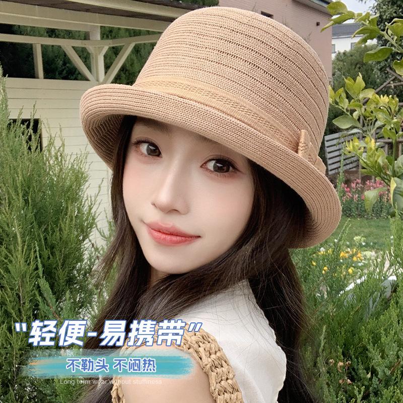 Summer hat women's sunshade sunscreen bucket hat temperament knitted versatile sun hat