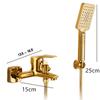 Gold Bathtub Shower Faucet Set Wall Mounted Bathrom Shower Faucet, Bathroom Cold and Hot Bath and Shower Mixer Taps Brass