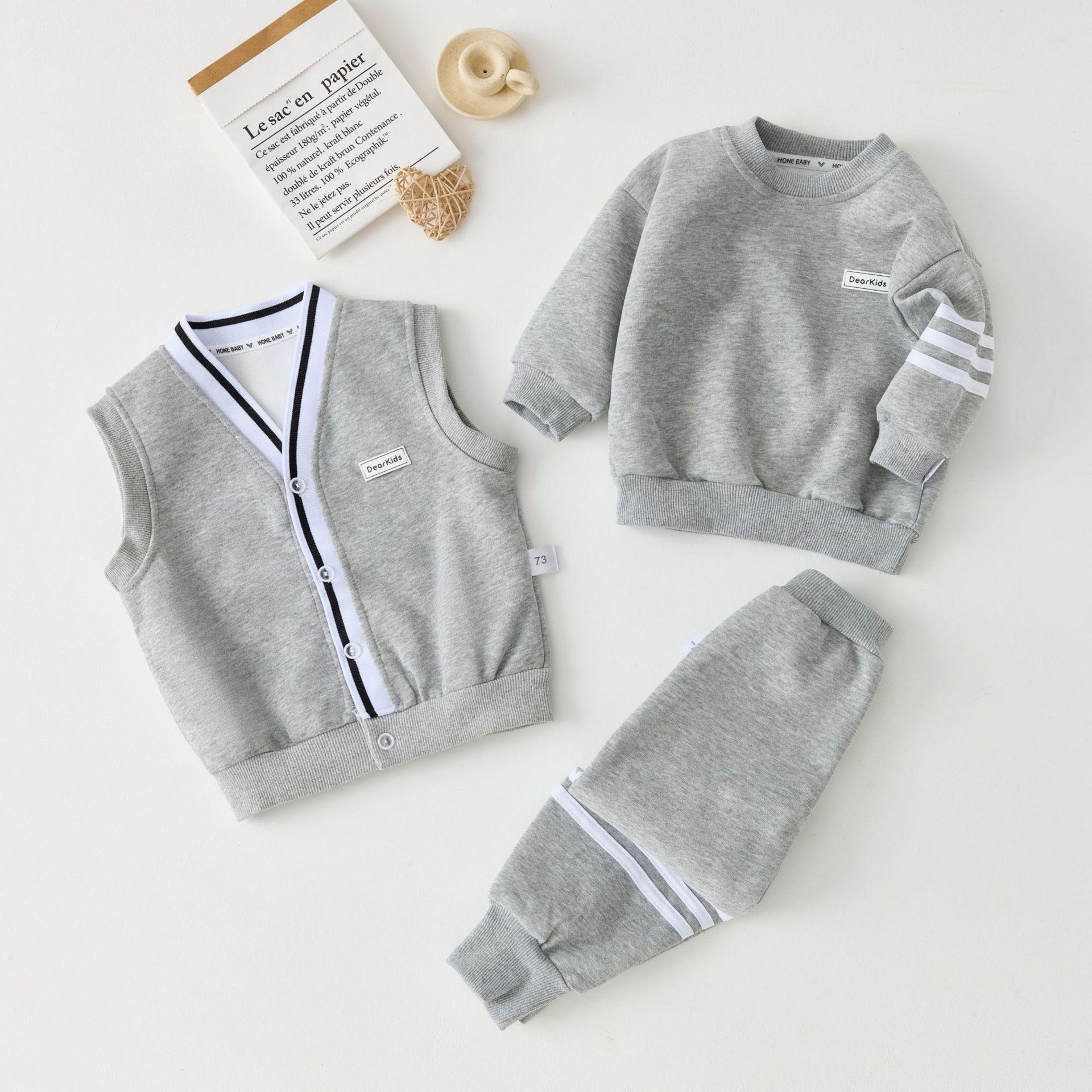 

Boys Spring & Fall Long-Sleeve Three-Piece Sportswear Set for Infants & Toddlers 80 cm