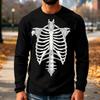 Men's Knit Long Sleeve Neck T-Shirt with Halloween Print Casual Top