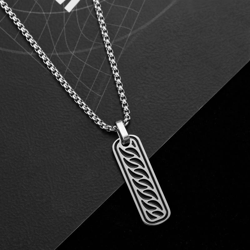 Trendy Men's Black Drip Oil Stainless Steel Necklace - Non-fading, Hip Hop Style, Versatile Accessory