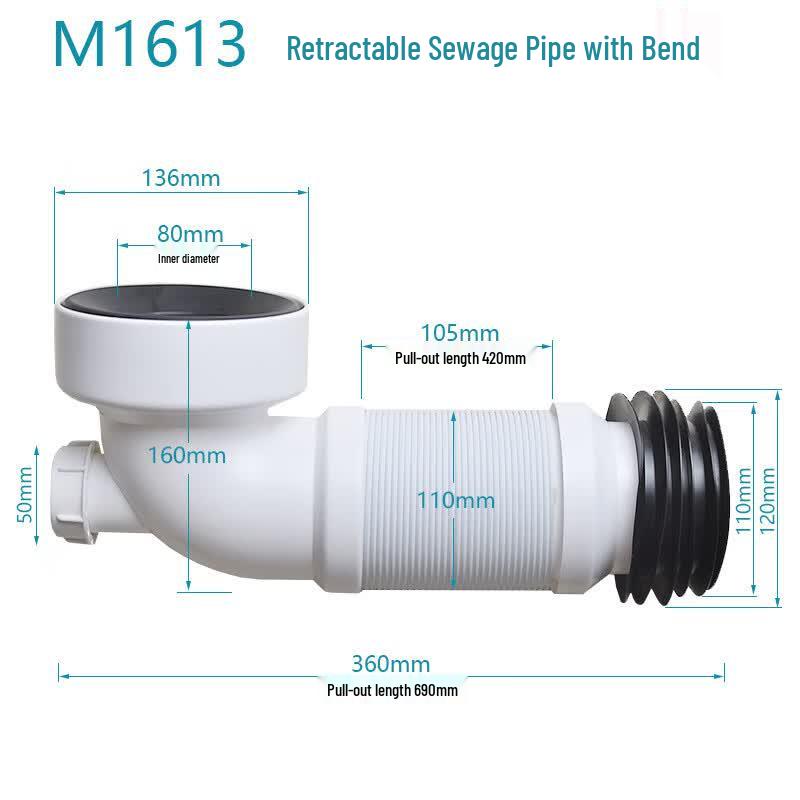 Youshu M1613 Bent Toilet Drain Pipe