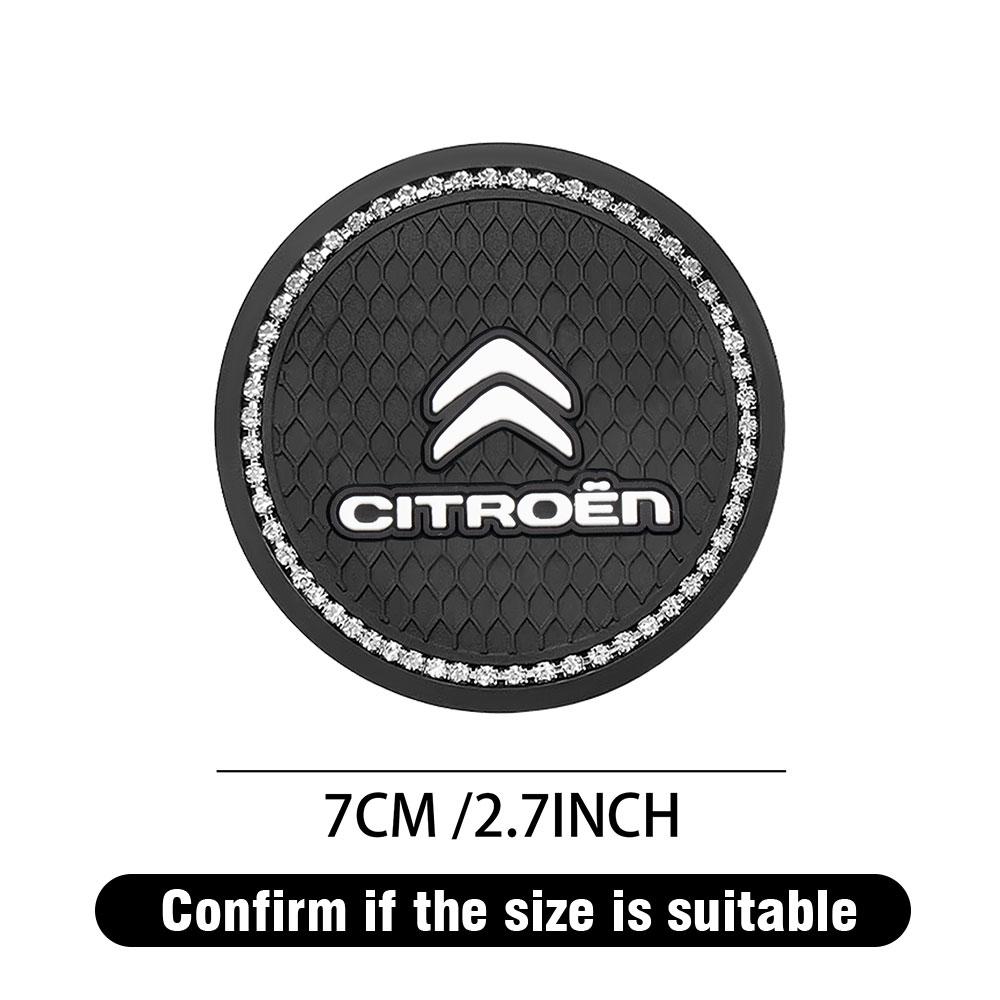 1/2pcs Car Coaster Water Cup Slot Non-Slip Mat Pad Emblem Interior Accessories For Citroen C4 C4L VTS C-ELYSEE C3-XR C1 C2 C3 C6