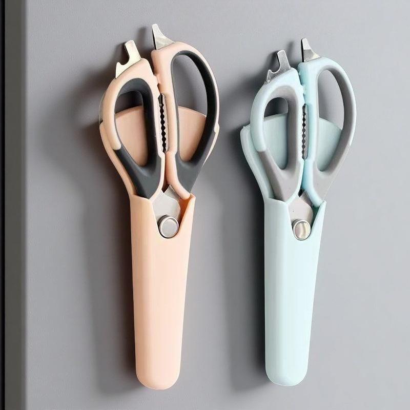 Kitchen Scissors with Storage Rack Muilt Function Scissors with Refrigerator Magnetic Box Tool Adsorption Suction Holder Storage