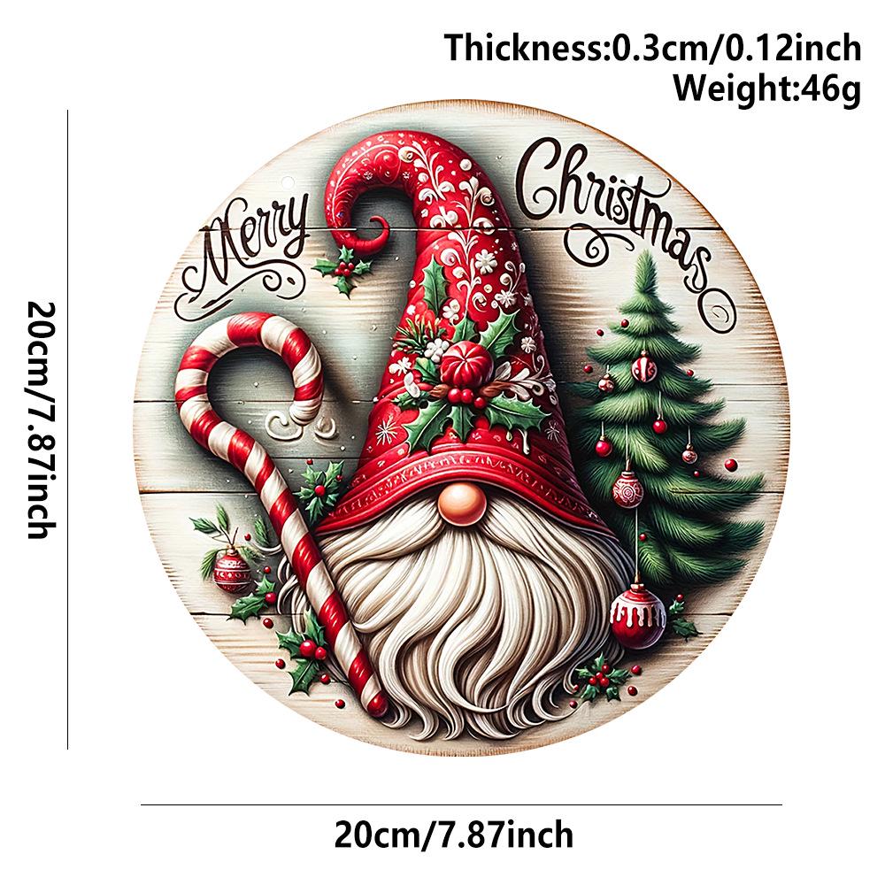 Christmas Holiday Wooden Hanging Tag with Santa Claus Cane Design